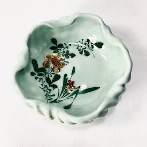 Vintage Celadon Green Glazed Porcelain Bowl Asian Brush Washer or Trinket Dish
